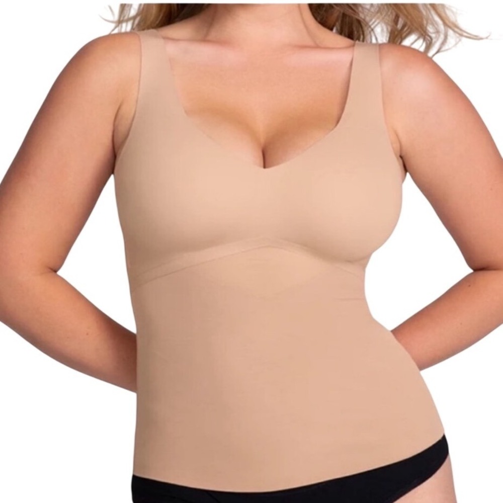 Honeylove Shapewear V-neck‎ Liftwear Tank Top in Nude Beige 1X